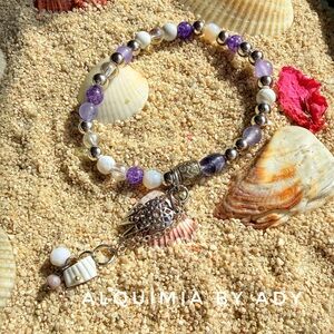 Alquimia Multicolor Beaded Bracelet with Gold Charms
